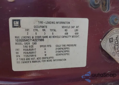 2001 Oldsmobile Aurora 4.0 z USA, uszkodzony, nr VIN 1G3GS64C714227986